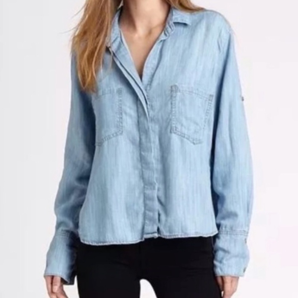ANTHROPOLOGIE Elevenses chambray blouse S